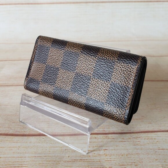 Authentic Louis Vuitton Damier Ebene 4 Key Holder Brown Unisex Designer Luxury - Picture 4 of 16